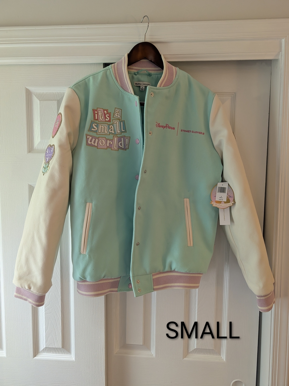 Disney Mint & Cream 'It's a Small World' Stoney clover Varsity Jacket